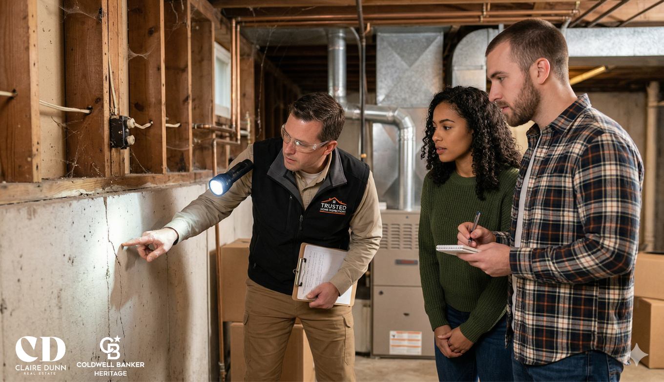 Claire Dunn Dayton Ohio Realtor explaining the home inspection process to buyers near Wright-Patterson Air Force Base